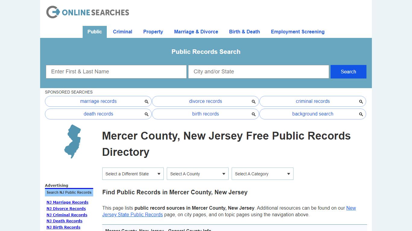 Mercer County, New Jersey Public Records Directory