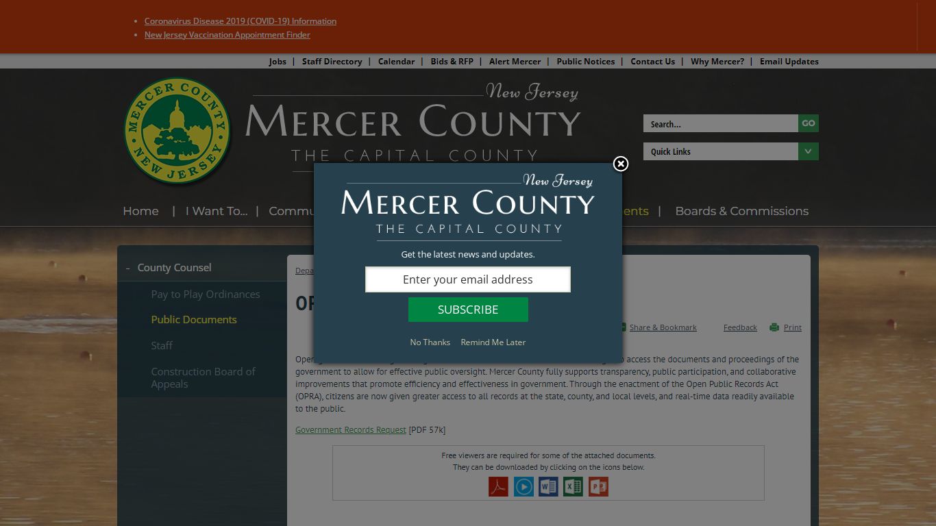 Open Government | Mercer County, NJ